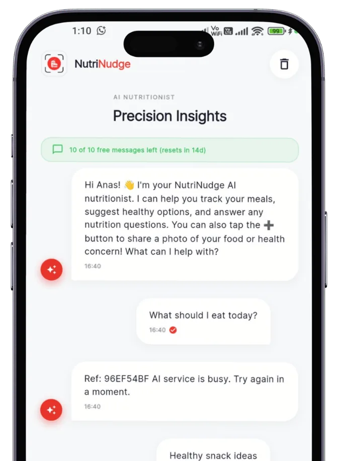 NutriNudge AI nutritionist chat